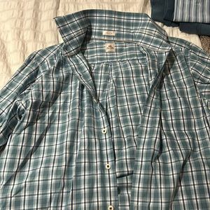 Green and blue plaid Peter millar button up size large